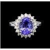 Image 2 : 14KT White Gold 3.87 ctw Tanzanite and Diamond Ring