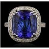Image 1 : 14KT White Gold 17.22 ctw GIA Cert Tanzanite and Diamond Ring