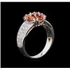 Image 3 : 2.46 ctw Orange Sapphires and Diamond Ring - `14KT White Gold