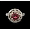 Image 2 : 2.30 ctw Pink Tourmaline and Diamond Ring - 14KT White Gold