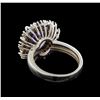 Image 3 : 14KT White Gold 4.75 ctw Tanzanite, Sapphire and Diamond Ring