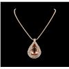 Image 2 : 14KT Rose Gold GIA Certified 49.49 ctw Morganite and Diamond Pendant With Chain