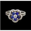 Image 2 : 14KT White Gold 0.95 ctw Sapphire and Diamond Ring