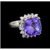 Image 1 : 14KT White Gold 8.63 ctw Tanzanite and Diamond Ring