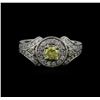 Image 2 : 0.95 ctw Yellow Diamond Ring - 14KT White Gold