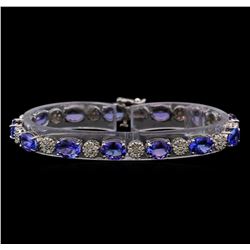 14KT White Gold 17.16 ctw Tanzanite and Diamond Bracelet