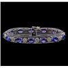 Image 1 : 14KT White Gold 17.16 ctw Tanzanite and Diamond Bracelet