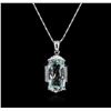 Image 1 : 14KT White Gold 13.00 ctw Aquamarine and Diamond Pendant With Chain