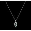 Image 2 : 14KT White Gold 13.00 ctw Aquamarine and Diamond Pendant With Chain