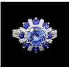 Image 2 : 14KT White Gold 2.49 ctw Tanzanite, Sapphire and Diamond Ring