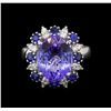 Image 2 : 14KT White Gold 6.56 ctw Tanzanite, Sapphire and Diamond Ring