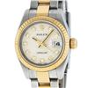 Image 8 : Rolex Ladies Quickset 2 Tone 18K Cream Diamond Datejust Oyster Band Wristwatch W