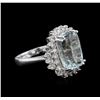 Image 1 : 14KT White Gold 6.08 ctw Aquamarine and Diamond Ring