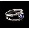 Image 1 : 0.74 ctw Tanzanite and Diamond Ring - 14KT White Gold