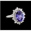 Image 1 : 14KT White Gold 3.44 ctw Tanzanite and Diamond Ring