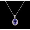 Image 1 : 14KT White Gold 3.29 ctw Tanzanite and Diamond Pendant With Chain