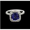 Image 2 : 2.80 ctw Blue Sapphire and Diamond Ring - 14KT White Gold