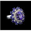 Image 1 : 14KT White Gold 4.93 ctw Tanzanite, Sapphire and Diamond Ring