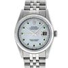 Image 1 : Rolex Mens Stainless Steel Mother Of Pearl Diamond & Emerald Datejust Wristwatch