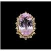 Image 2 : 14KT Yellow Gold GIA Certified 37.12 ctw Kunzite and Diamond Ring