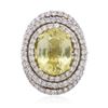 Image 2 : 12.47 ctw Yellow Sapphire and Diamond Ring - 18KT Two-Tone Gold GIA Certified