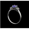 Image 4 : 14KT White Gold 0.59 ctw Tanzanite, Emerald and Diamond Ring
