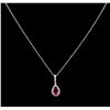 Image 2 : 2.50 ctw Pink Tourmaline and Diamond Pendant With Chain - 14KT White Gold