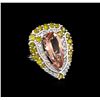 Image 1 : 9.04 ctw Morganite and Diamond Ring - 18KT White Gold