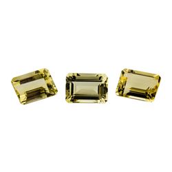 21.87 ctw.Natural Emerald Cut Citrine Quartz Parcel of Three