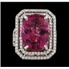 Image 2 : 16.15 ctw Pink Tourmaline and Diamond Ring - 14KT White Gold