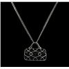 Image 1 : 1.75 ctw Sapphire and Diamond Pendant With Chain - 18KT White Gold