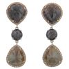 14k Two Tone Gold 14.70CTW Diamond and Rough Diamond Earrings, (SI3/G)