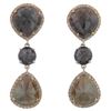 Image 1 : 14k Two Tone Gold 14.70CTW Diamond and Rough Diamond Earrings, (SI3/G)