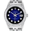 Image 1 : Rolex Mens Stainless Steel Blue Vignette Princess Cut Diamond Datejust Wristwatc