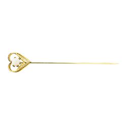 Opal Heart Stick Pin - Yellow Gold Plated