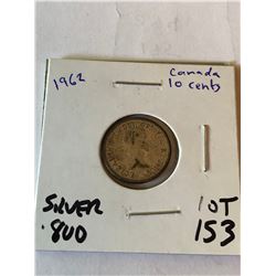 1960 Silver Canada 10 Cents Nice Early Coin