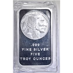 FIVE OUNCE .999 SILVER BAR INDIAN/BUFFALO