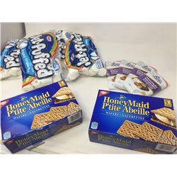 Lot of Graham Crackers, Jet Puffed Marshmallows and Cable Car Almond Chocolate Bars