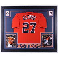 Jose Altuve Signed 35  x 43  Custom Framed Jersey (JSA COA)