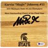 Image 1 : Magic Johnson Signed 6x6 Custom Engraved Wood Floorboard Piece (Beckett COA)