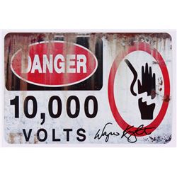 Wayne Knight Signed "Jurassic Park" High Voltage DANGER Sign - Movie Prop Replica (PA COA)