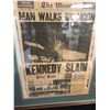 Image 2 : VINTAGE 1963 FRAMED NEWSPAPERS (MAN WALKS ON THE MOON/ KENNEDY SLAIN)