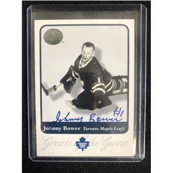 JOHNNY BOWER SIGNED FLEER GREATS OF THE GAME HOCKEY CARD