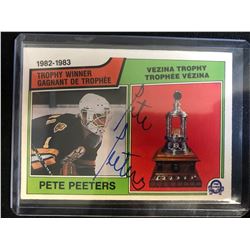 PETE PETERS SIGNED 1982-83 VEZINA TROPHY WINNER HOCKEY CARD