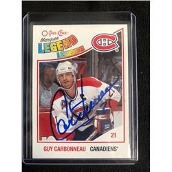 GUY CARBONNEAU SIGNED O-PEE-CHEE MARQUEE LEGEND HOCKEY CARD