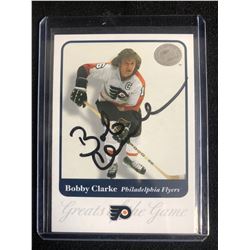 BOBBY CLARKE SIGNED FLEER GREATS OF THE GAME HOCKEY CARD