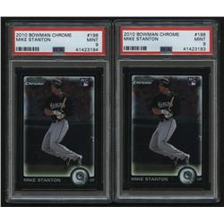 Lot of (2) PSA Graded 9 2010 Bowman Chrome #198B Mike Stanton RC Baseball Cards