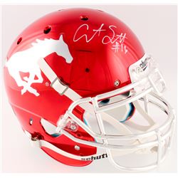 Courtland Sutton Signed Southern Methodist Mustangs Full-Size Authentic Chrome Helmet (Radtke COA)