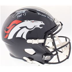 Terrell Davis Signed Broncos Full-Size Speed Helmet Inscribed "SB XXXII MVP", "Bronco 4 Life"  "HOF 