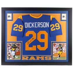 Eric Dickerson Signed 35x43 Custom Framed Jersey Inscribed "HOF 99" (Beckett COA)